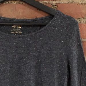 Apt 9 Grey Speckle Elbow Sleeve Essential Top